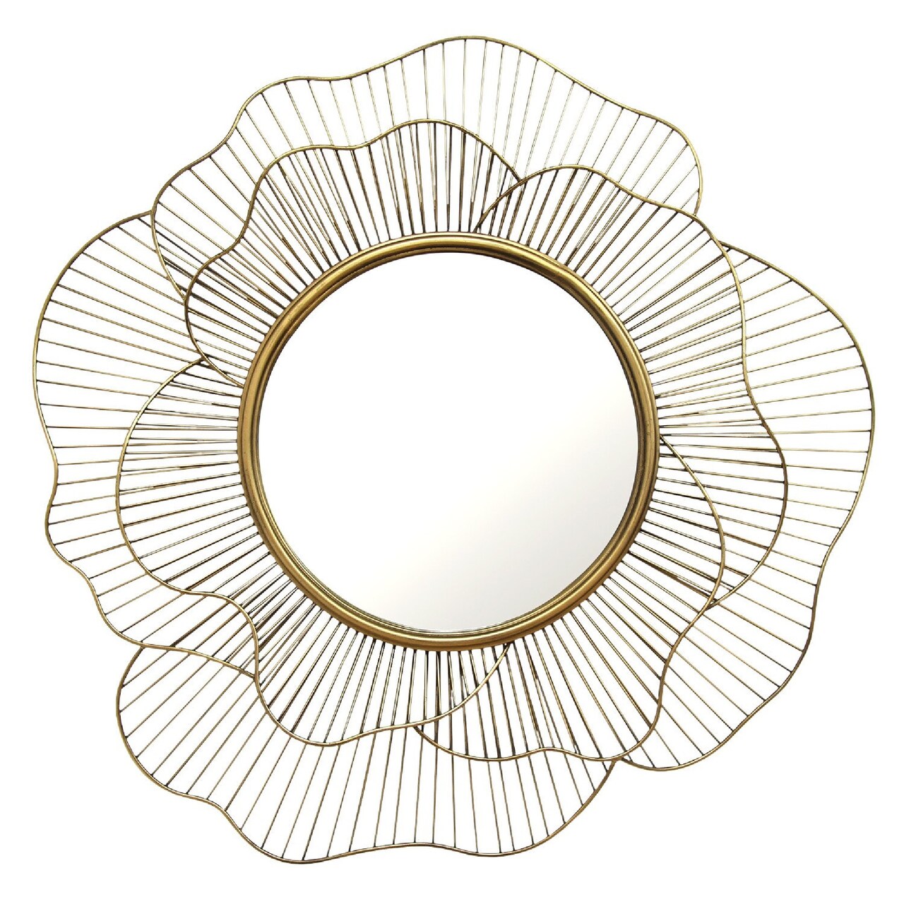 Contemporary Home Living 28.25" Gold Elegant Floral Design Wall Mirror